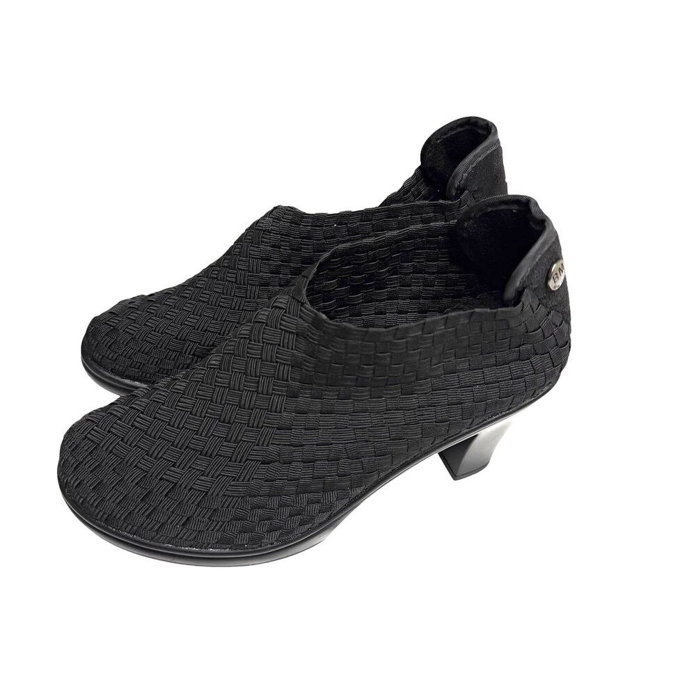 Bernie Mev Chesca Woven Shoes Clogs Slip On Heeled Women Black 36 US 5.5 NIB - Picture 2 of 13